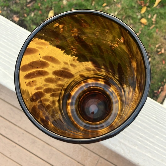 Maestri Vetrai Made in Italy Tortoiseshell Tiger Brown Glass Vase 13x4.25" - Picture 5 of 17